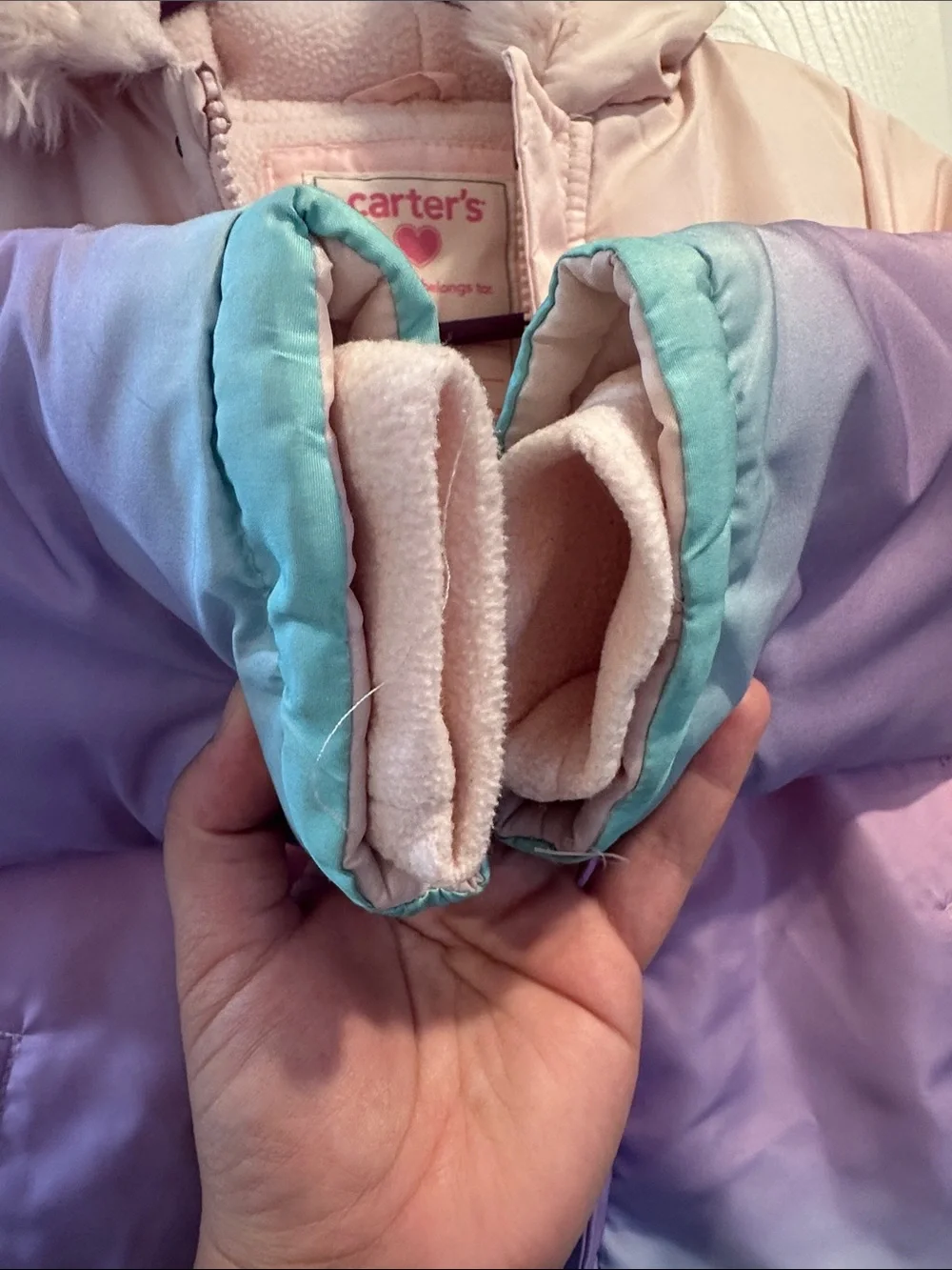 Carter's Girls Ombre Pastel Hooded Snow Suit - Pink Lavender Teal